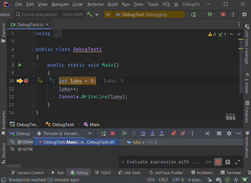 Kutsupino Riderin Threads & Variables paneelissa