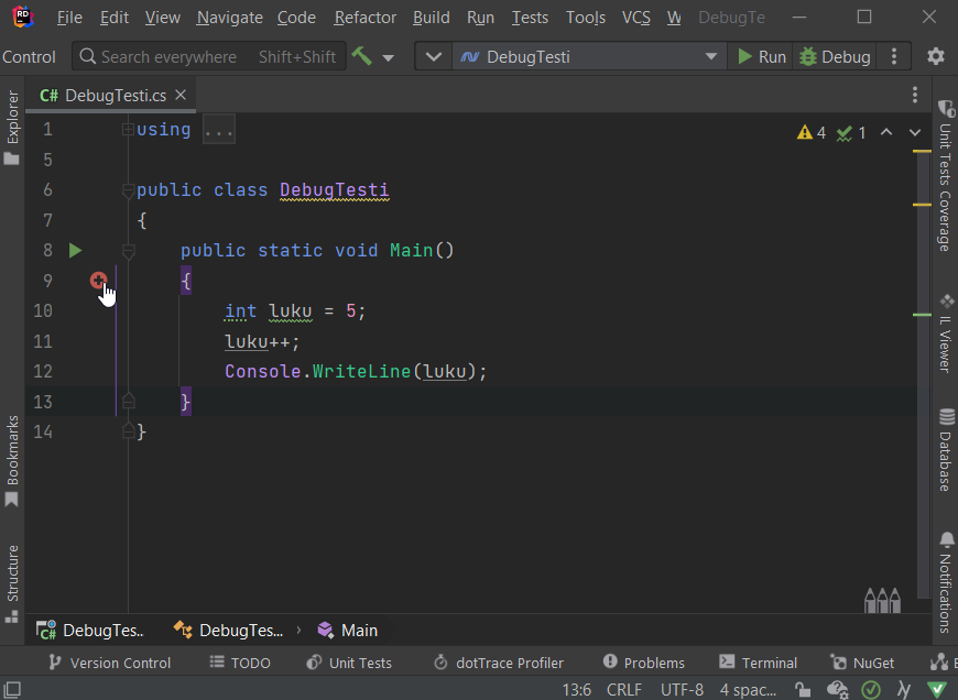 Aseta keskeytyskohta